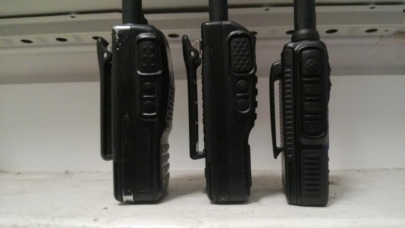 Side-comparison of the Yaesu FT-60R, FT-250R and VX-8DR (from left to right)