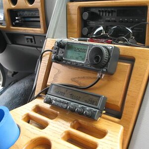 Gordon West radios on dash of van