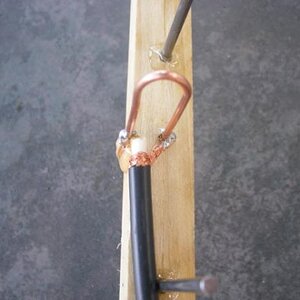 Driven element of 1.2 Ghz antenna, coax connections