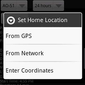 HamSatDroid  Home Location Options