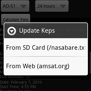 HamSatDroid Update Keps