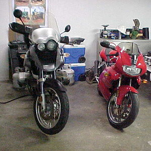 My 2003 BMW 1155gs and 2001 Ducati 900ss.