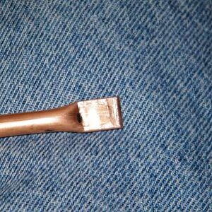 Flat area bent into Soft Copper Tubing and ready for 1/8" Hole to be drilled for Aluminum Rivet