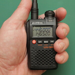Baofeng UV-3R in the hand
