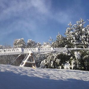 Snow on the tower before raising.