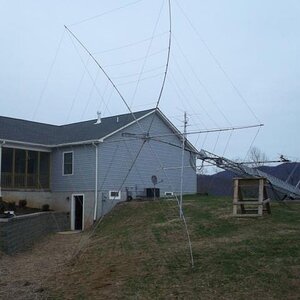 Hex Beam mounted to tower.Below the Hex is a VHF/UHF combination Beam: Gulf Alpha 2M vert/horz 7element with 440 10 element vert.