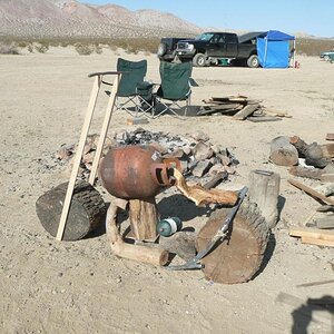 Cuddeback 2013:
My Flintstone's Bike (version 1.1)
I hope somebody took pix of version 1.2, but I heard that Saturday night's campfire cooked it.