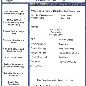 2nd Owner's Sales Sticker