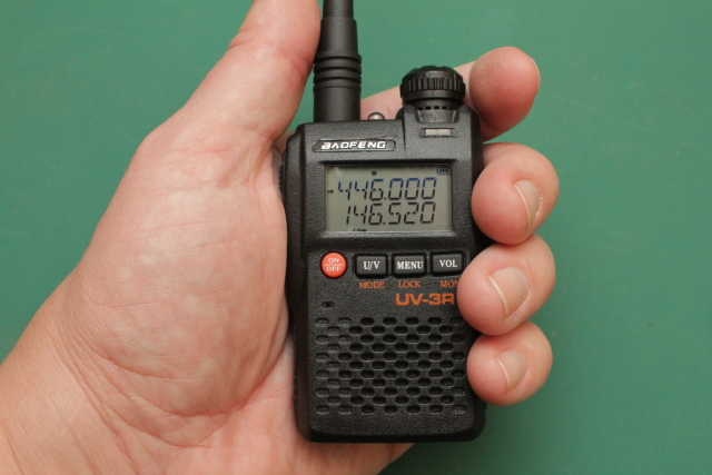 Baofeng UV-3R in the hand