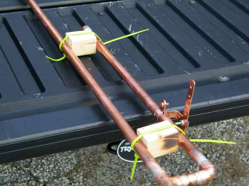 Bottom Antenna Section with Wooden Blocks in place to maintain 2" Spacing between elements