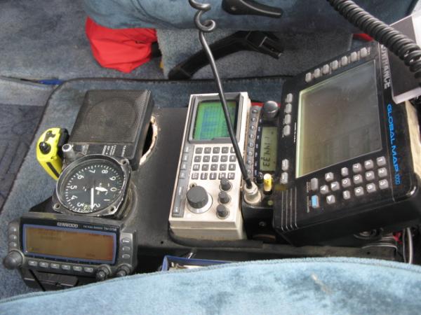 Gordon West's equipment inside the van