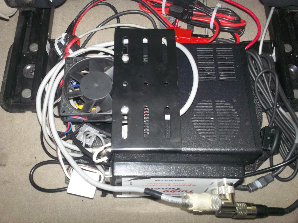 Icom 7000 installed under Drivers seat.