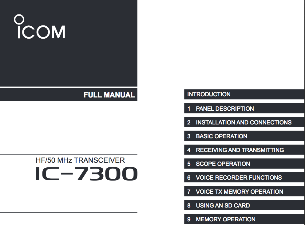 iCom IC-7300 Manual Cover