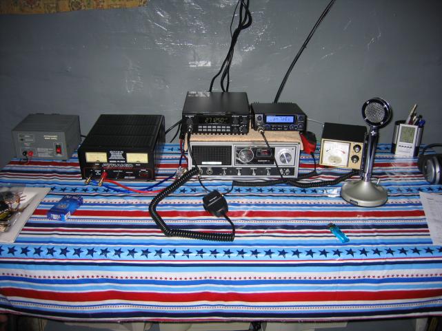 I'm using a six foot plastic table for my bench. I'll be building a better wooden bench with long shelving to better mount my radios & the power suppl