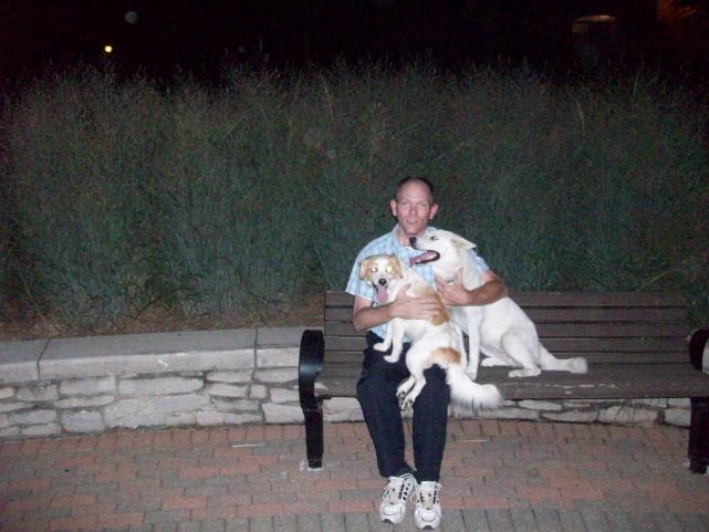 Me holding both the dogs.