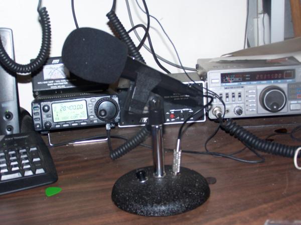 Modified Radio Shack mic base.

High end look, low end cost lol.