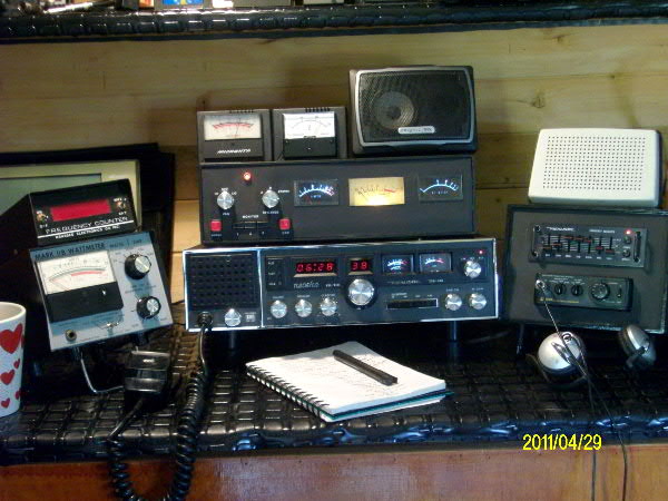 My base radio. Nothing special. Realistic TRC-457 transceiver, Monitor box on top of radio controls fan in radio, equalizer and DSP unit on the right 
