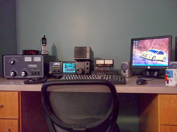 My new shack renovation. new desk,radio, auto tuner. All I need to do is put Ameritron remote switch in line and rotor control.