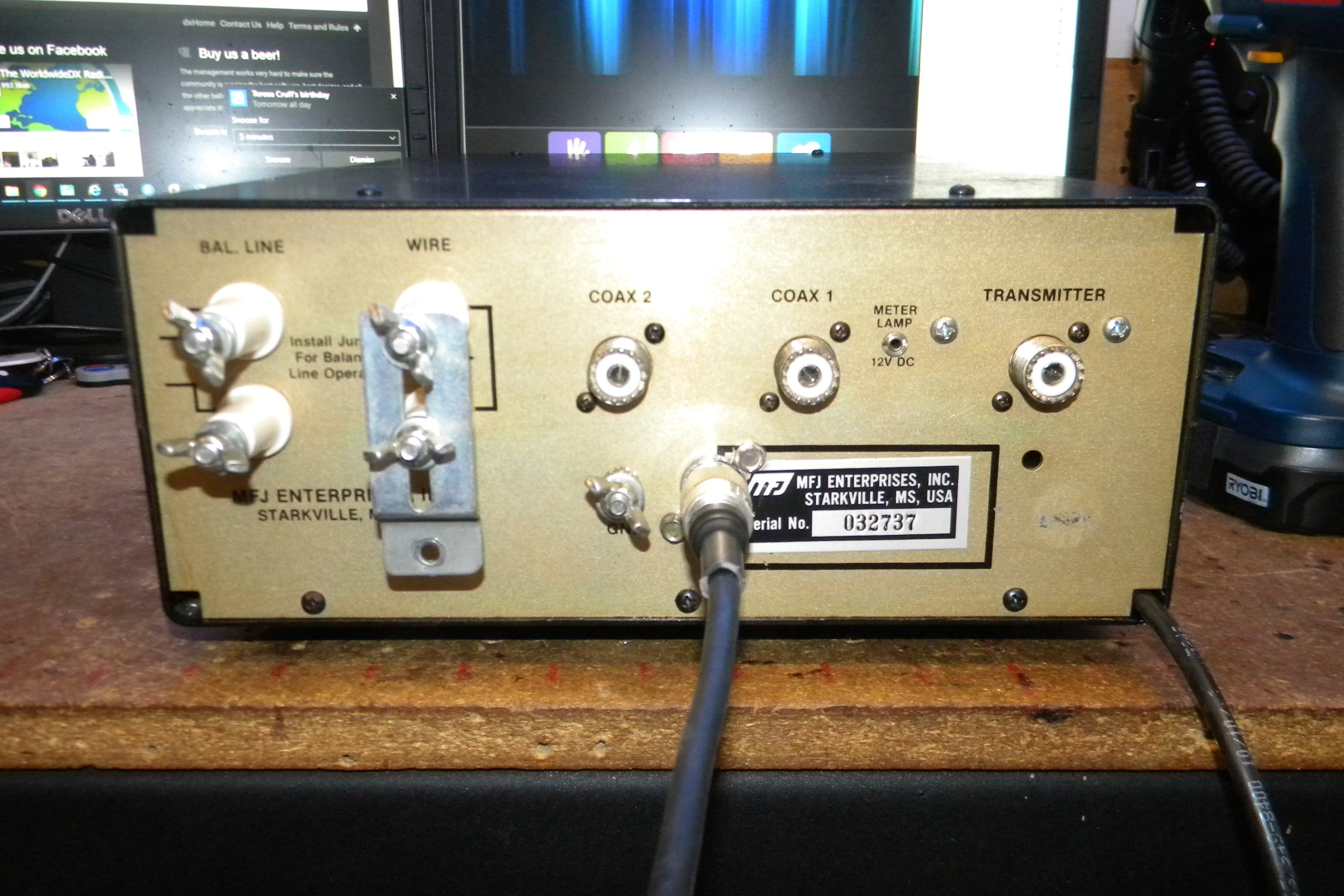 Other end of the patch cable plugged into the new output...