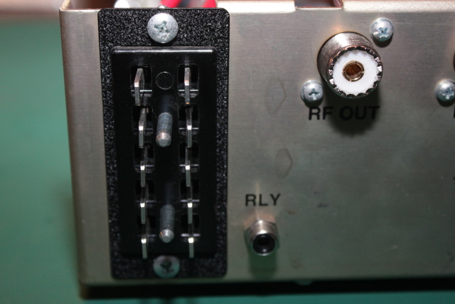 Rear power connector, relay, and RF connector