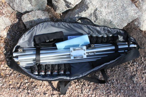 The entire SuperAntenn Yagi shown in the carry bag