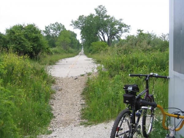 The Old Rt 173 Continuing down to Lake Michigan after the RR tracks and barricade. You can see how 20 years or more has taken it's toll.