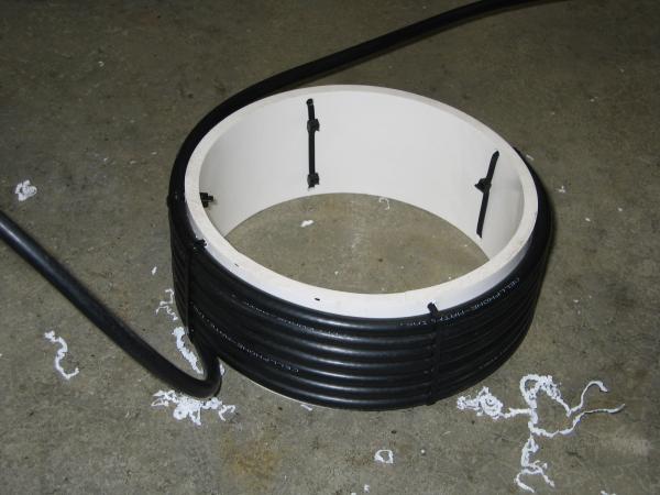 Use at least 8" med Tie Straps. Or you can double two shorter ones like I did. Yes, I ran out of long ones. No biggie.
UPDATE: The diameter is way to 