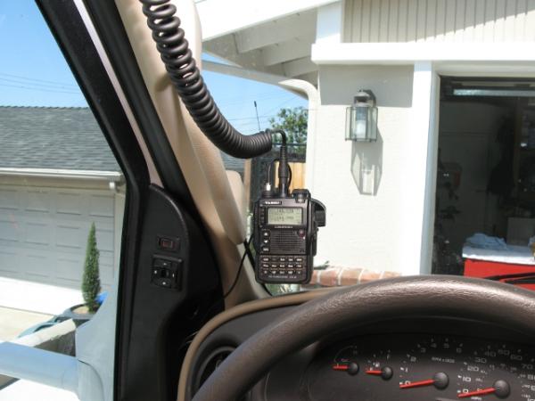 Yaesu VX-8r in the RV as a mobile - The screen is fairly readable.
